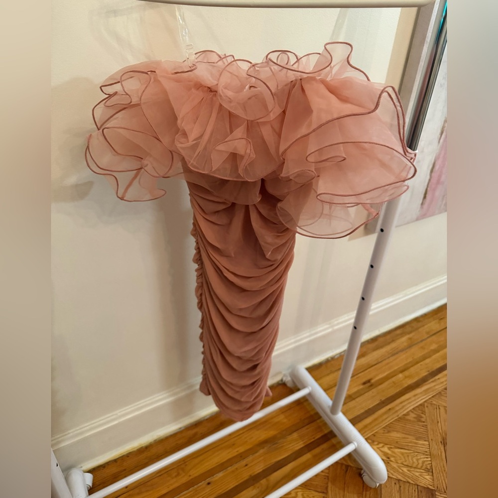 Fashion Nova Blush Ruffled Dress